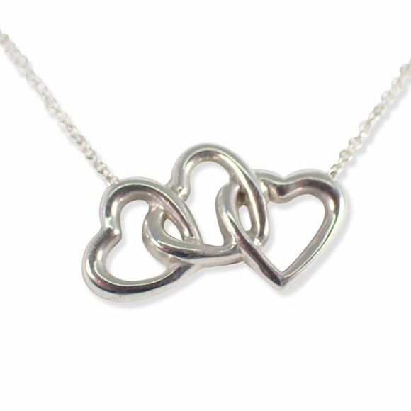 TIFFANY 925 Triple Heart Pendant Necklace